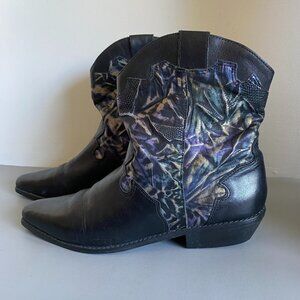 Mootsies Tooties Leather Black & Metallic Booties SZ 8